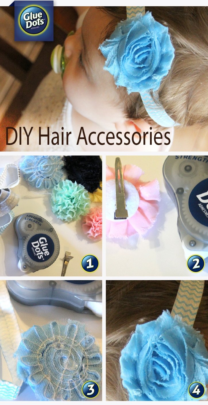 Making hair accessories for girls is quick, easy and clean with Glue Dots Advanced Strength adhesive. Customize headbands and clips for the perfect accessory!