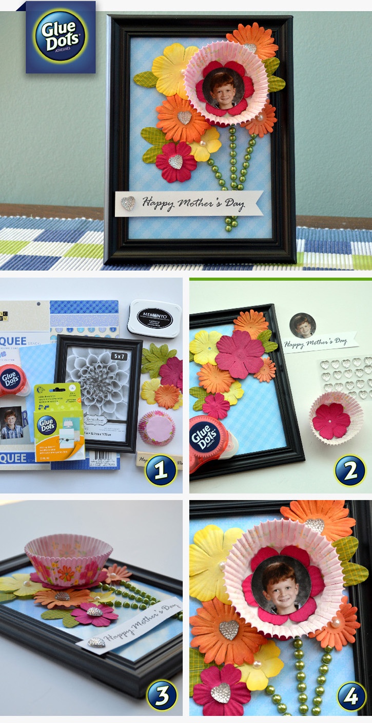 Glue Dots Cupcake Liner Cutie Frame Mother's Day Gift Idea