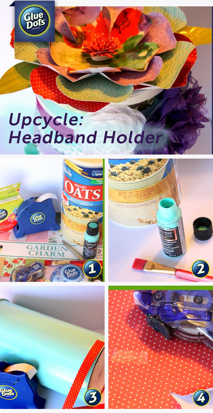 Turn a canister into a hair accessory holder with Glue Dots.