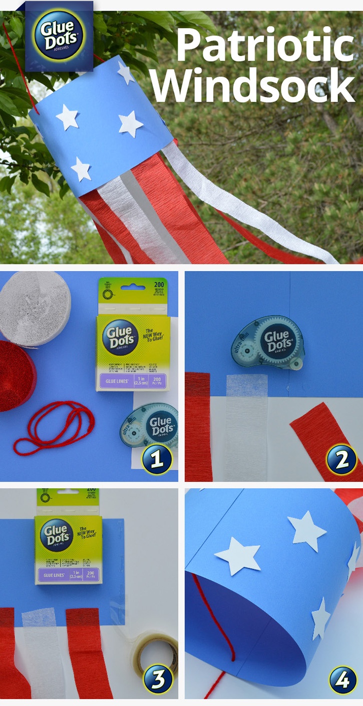 4th of July Kids Craft from Glue Dots - Paper Windsock