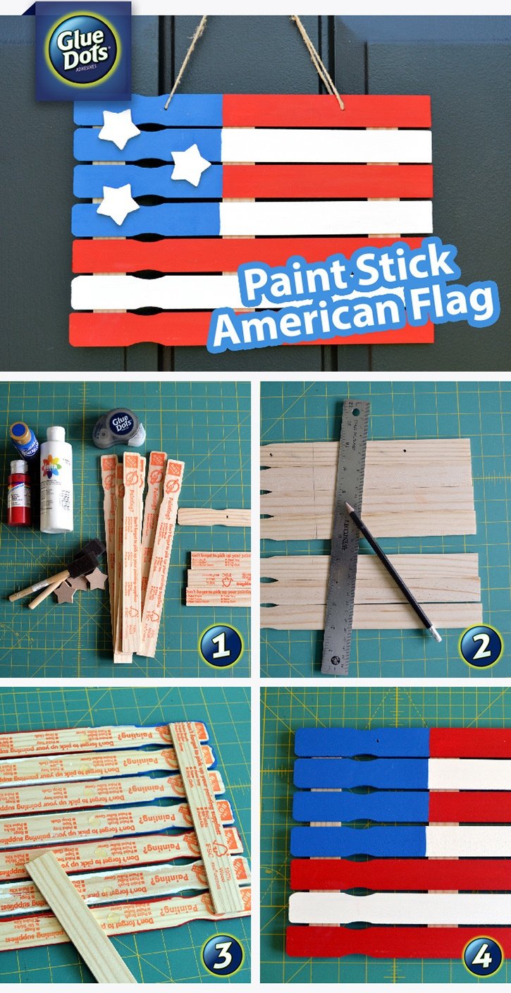 Fuzzy Stick American Flag - Craft Project Ideas