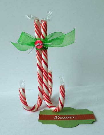 Candy cane place card holders