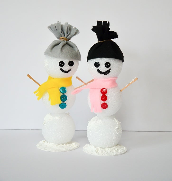 styrofoam snowman with hat