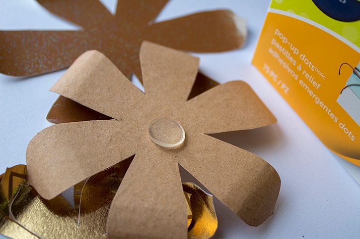 3D Gold Floral Wedding Card Pop Up Glue Dots step (1)