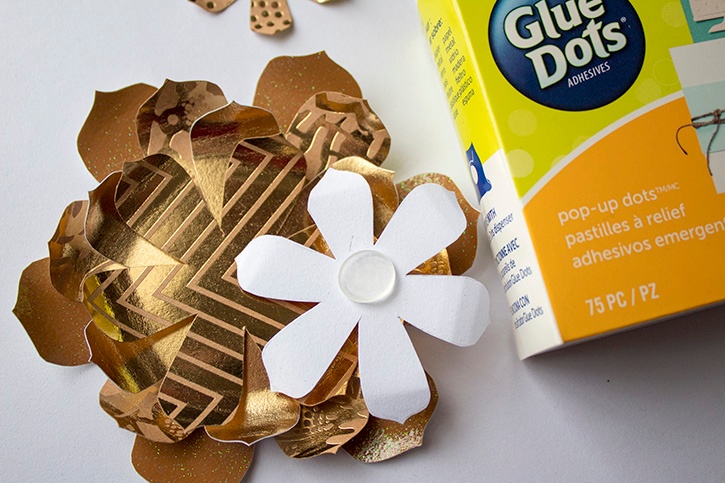 3D Gold Floral Wedding Card Pop Up Glue Dots step (2)