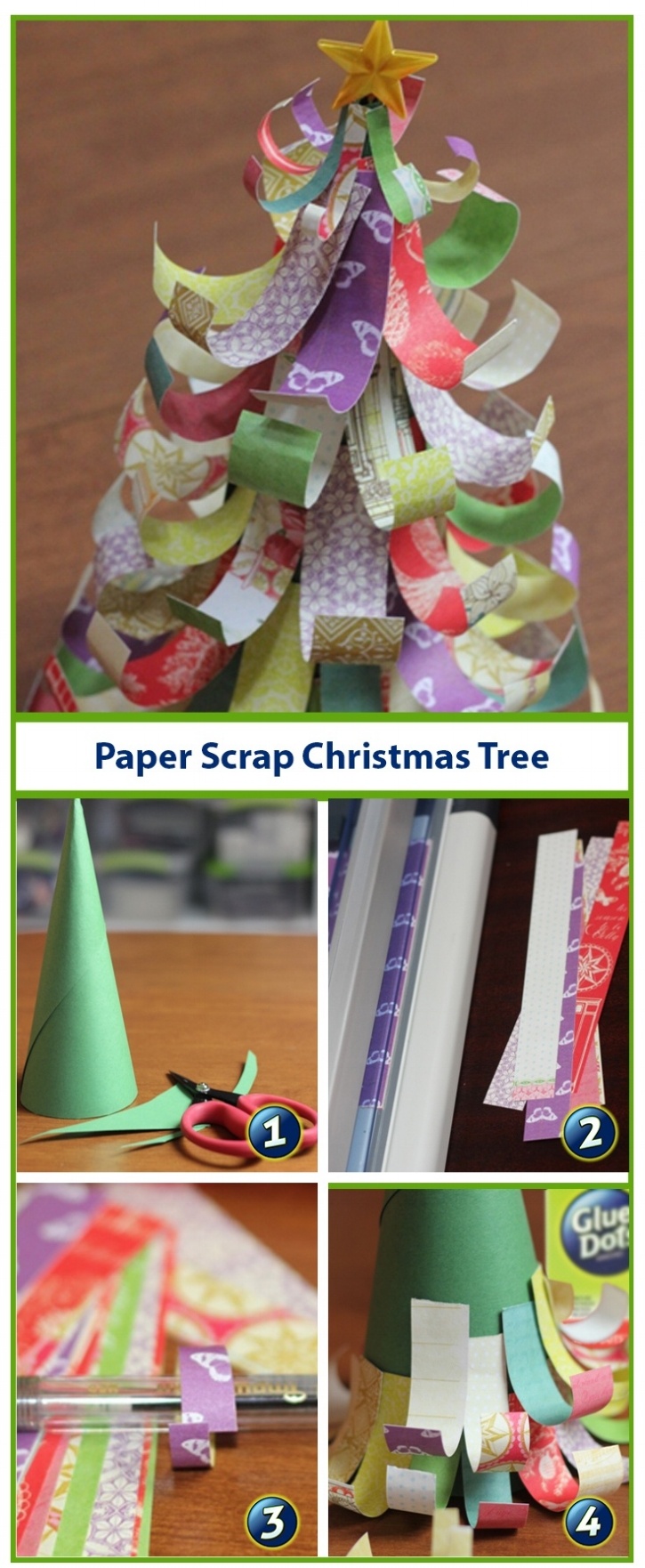 Christmas kids craft - make a paper scrap christmas tree!