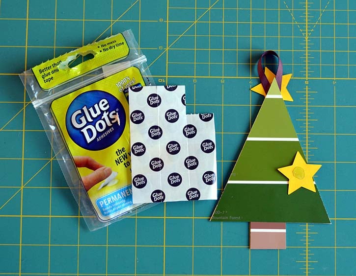 Make paint chip Christmas trees with kids easy with Glue Dots.