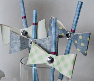 Baby Shower Bow Tie Straw Accents
