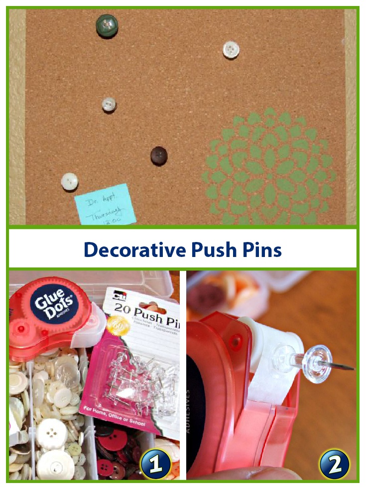 How to make decorative push pins with Glue Dots and embellishments