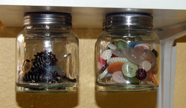 Under Shelf Organization - Jars filled