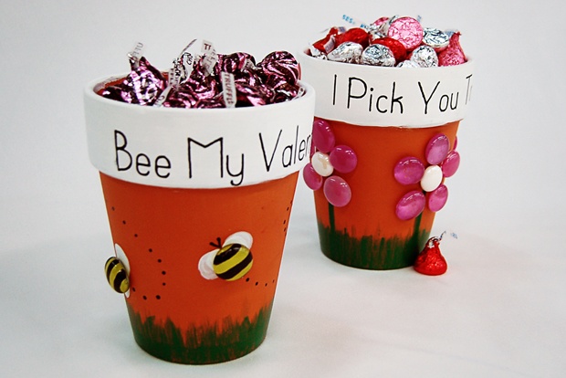 Valentine's Day Flower Pots with Glue Dots